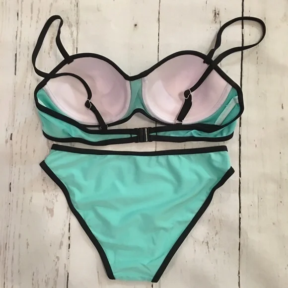 👙🍹BRIGHTER TURQUOISE & BLACK BOTTOMS-NEW🍹👙‎ - Picture 3 of 5